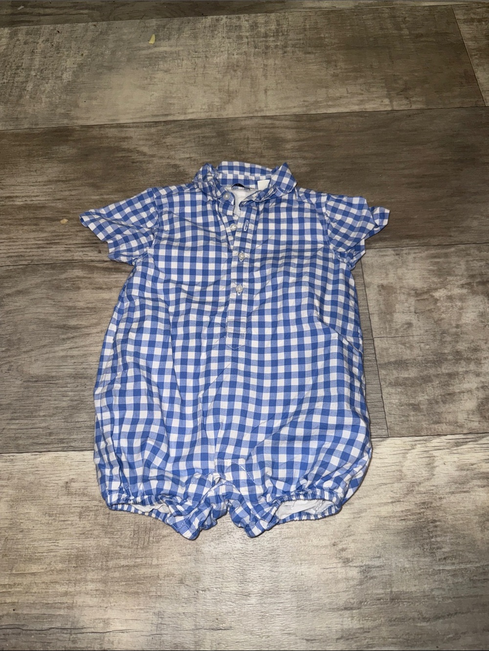 Janie and Jack Blue and White Gingham Romper